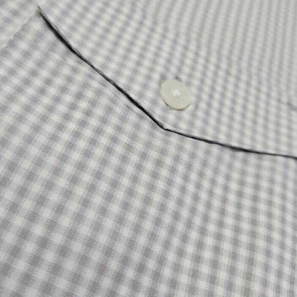 Calvin Klein Two Pocket Shirt Men's L Grey & White Checked Short Sleeve EUC LN - Picture 6 of 14